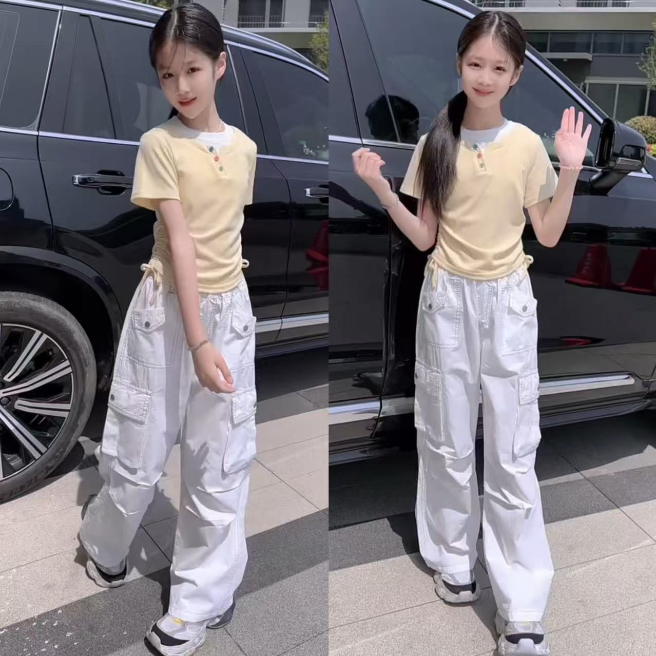女童夏季轻薄款美式休闲棉布工装裤中大童时尚百搭爵士舞裤子潮酷
