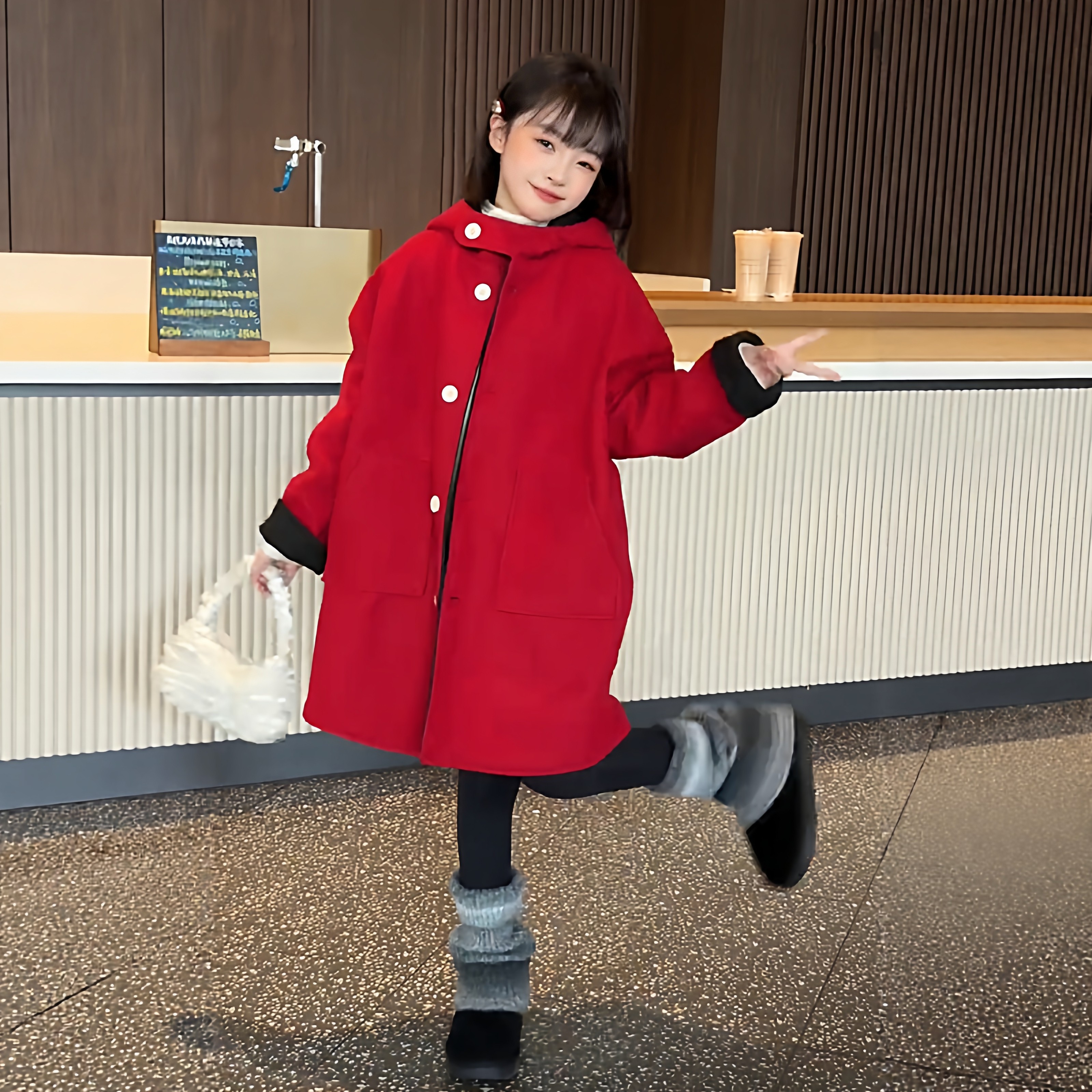 女童高级感时尚中长款双面穿连帽呢大衣新年高级感拜年服韩版外套,童装/婴儿装/亲子装,呢大衣,淘宝优惠券,粉丝福利购,淘宝优惠卷