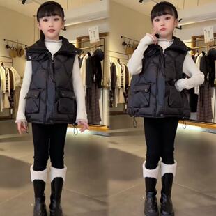 女童羽绒棉百搭马甲冬季新款小香风保暖休闲加厚免洗外穿坎肩外套