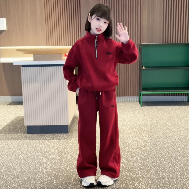 女童加绒套装秋冬装新款洋气