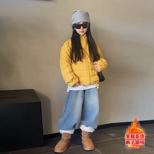 女童排骨款立领羽绒棉短款棉服冬季中大童欧货洋气廓形轻便棉袄潮