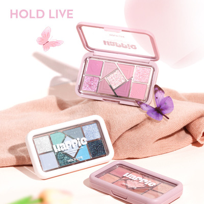 holdlive小粉框眼影盘 立体珠光提亮显色夏日多巴胺一体盘彩妆