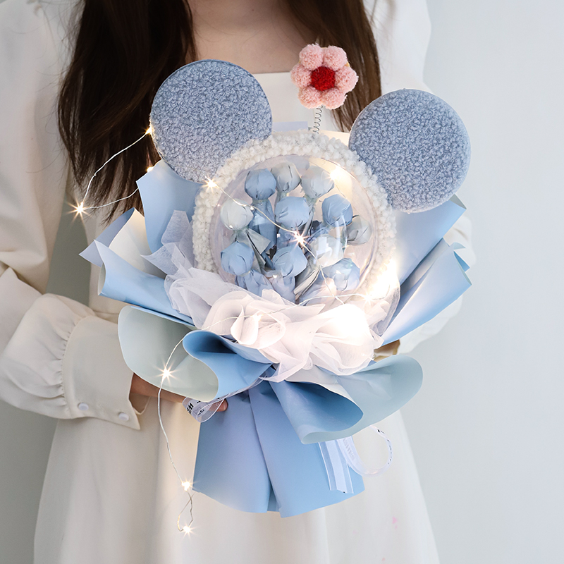 情人节创意diy棒棒糖花束包装纸材料包米奇发箍生日礼物女友闺蜜