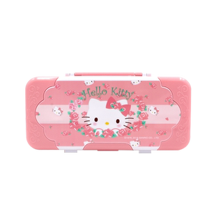 hello kitty三层文具盒幼儿园女童可爱笔盒KT猫小学生塑料大容量袋网红儿童笔超萌女女生多功能铅笔女孩笔袋