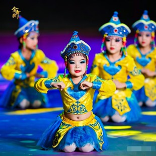 六一儿童蒙古演出服筷子舞马蹄哒哒表演服女童草原小骏马舞蹈服裙