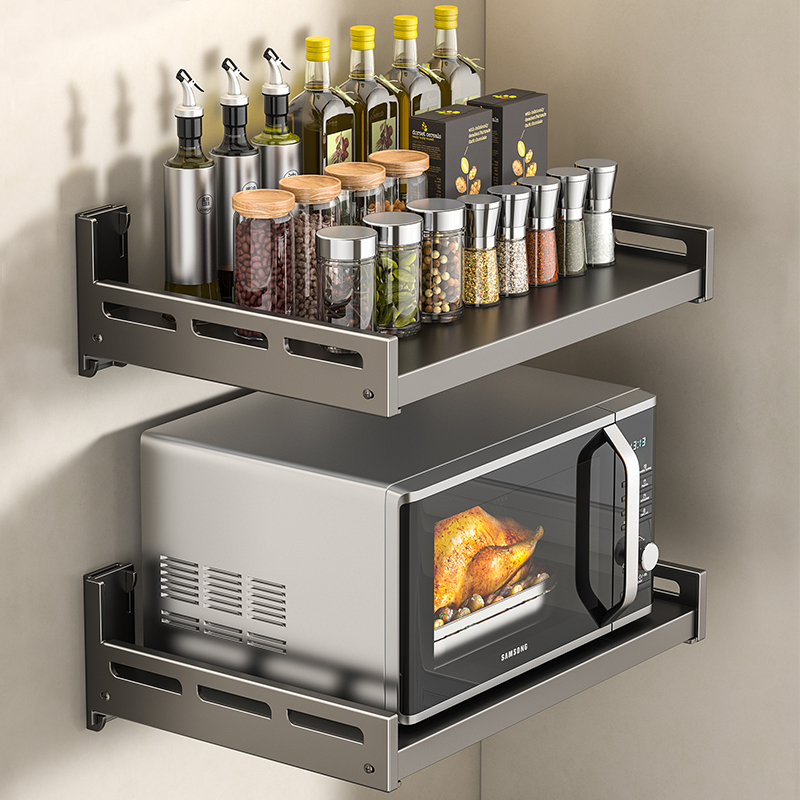 微波炉置物架墙上免打孔收纳
