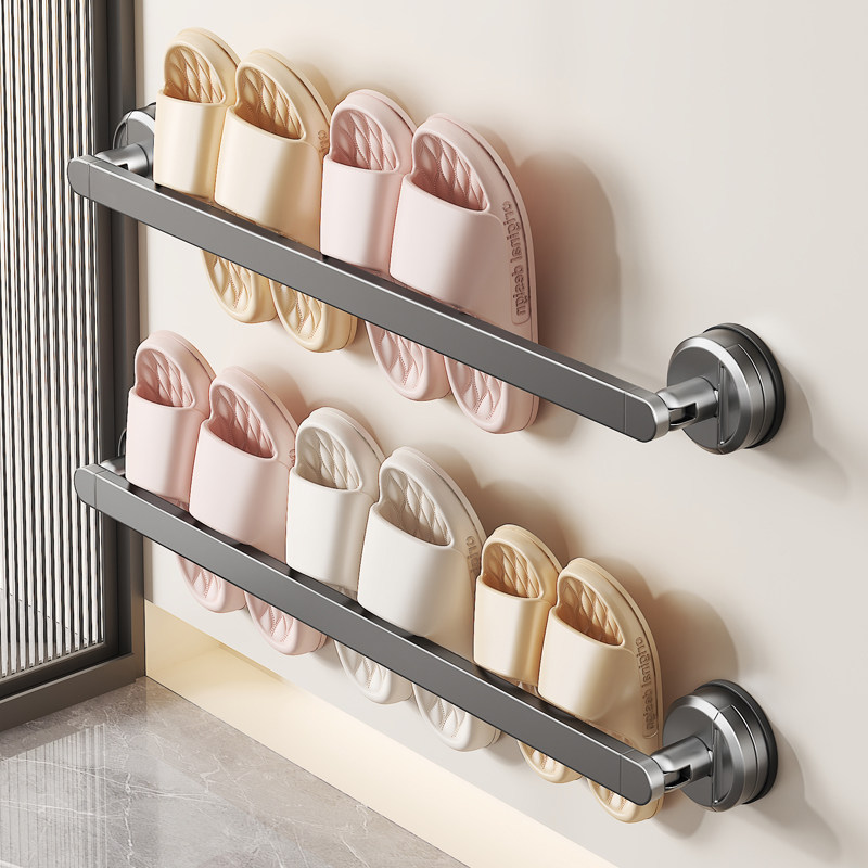 吸盘浴室拖鞋架子挂架免打孔卫生间厕所沥水壁挂置物架挂鞋子神器