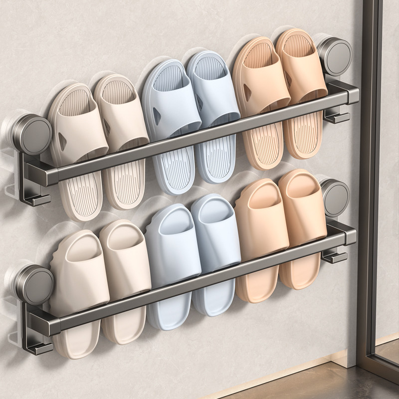 吸盘拖鞋架浴室免打孔卫生间置物架鞋子沥水收纳神器厕所壁挂挂架