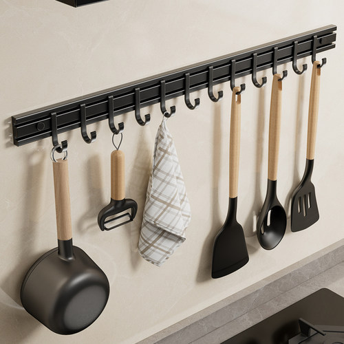 厨房免打孔墙上收纳一排挂钩架