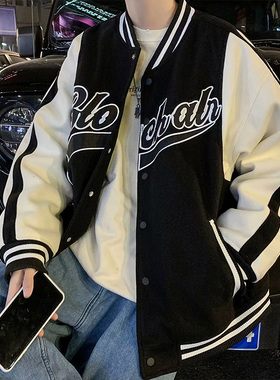 ins港风休闲夹克衫男士帅气潮牌宽松运动外套2021春季新款棒球服