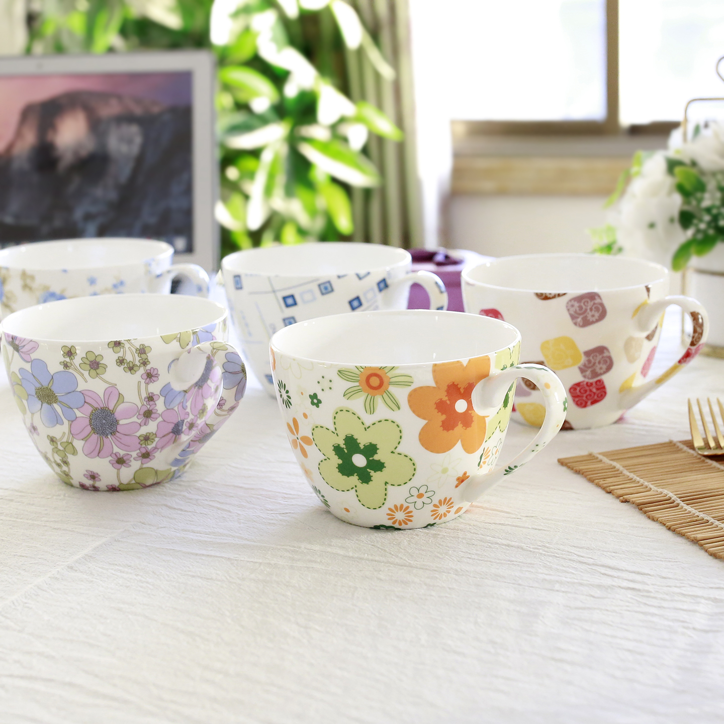 骨瓷早餐杯咖啡杯家用大容量高颜值轻奢牛奶杯燕麦杯可微波