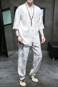 2024夏款风男装冰丝唐装汉服复古套装两件套C229/TZ345/P90图片