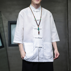 2024春夏风男装盘扣中式唐装汉服短袖衬衫衬衣C229-Y906-P65图片