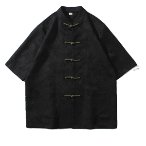 2024夏风男装提花唐装汉服短袖五分袖衬衫衬衣C229-Y996-P70图片