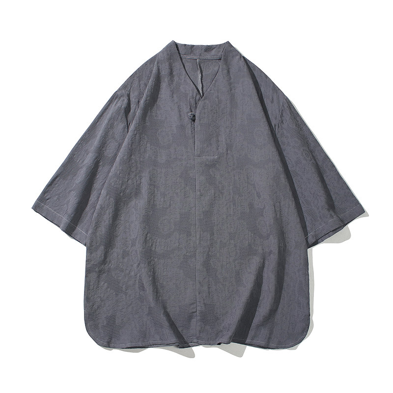 2024夏季风男装棉麻亚麻唐装汉服短袖五分袖T恤C229/T203/P55,男装T恤,电商C229-1