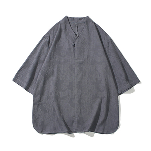 2024夏季风男装棉麻亚麻唐装汉服短袖五分袖T恤C229/T203/P55图片