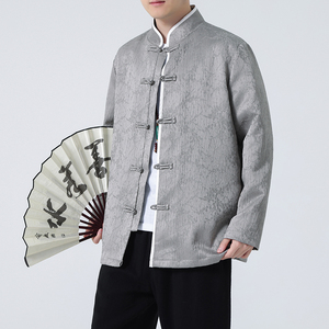 2024春夏风男装提花暗纹盘扣唐装汉服夹克外套C229-Y992-P100图片