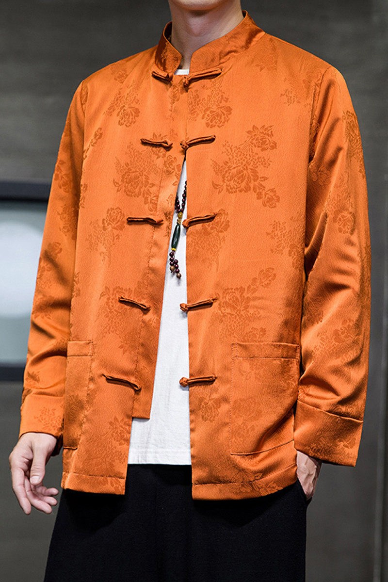 2024秋冬风男装冰丝盘扣立领唐装汉服上衣夹克C229/Y760/P100,男装夹克,电商C229-1