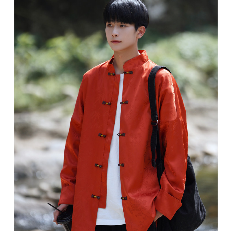 2024秋冬风男装缎面复古中式唐装汉服夹克外套C229/Y771/P100,男装夹克,电商C229-1