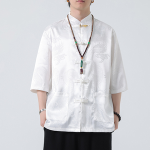 2024春夏风男装金属扣子中式五分袖衬衫衬衣C229-Y1015-P68图片