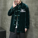 2024秋冬风男装刺绣唐装汉服刺绣长袖衬衫大码C229/Y749/P70，男装衬衫，电商C229-1