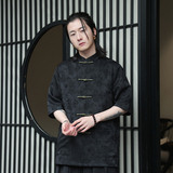 2024夏风男装提花唐装汉服短袖五分袖衬衫衬衣C229-Y996-P70，男装衬衫，电商C229-1