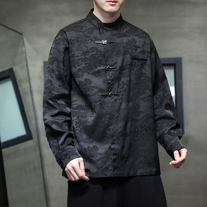 2024春夏新款风男装冰丝唐装汉服长袖衬衫衬衣C229-Y997-P80图片
