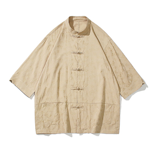 2024夏风男装唐装汉服短袖五分袖衬衫衬衣白底C229/Y973/P65图片