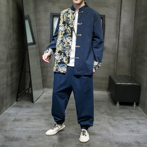2024秋冬风男装拼接撞色唐装汉服套装两件套C229/TZ334/P105图片