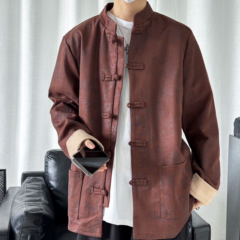 2024春风男装鹿皮绒复古中式唐装汉服夹克外套C229-Y757-P105，男装夹克，电商C229-1