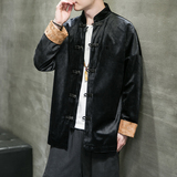 风男装丽丝绒撞色盘扣中式唐装汉服夹克外套C229/Y910/P85，男装夹克，电商C229-1