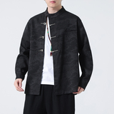 2024春夏新款风男装冰丝唐装中式汉服长袖衬衫C229-Y997-P80，男装衬衫，电商C229-1