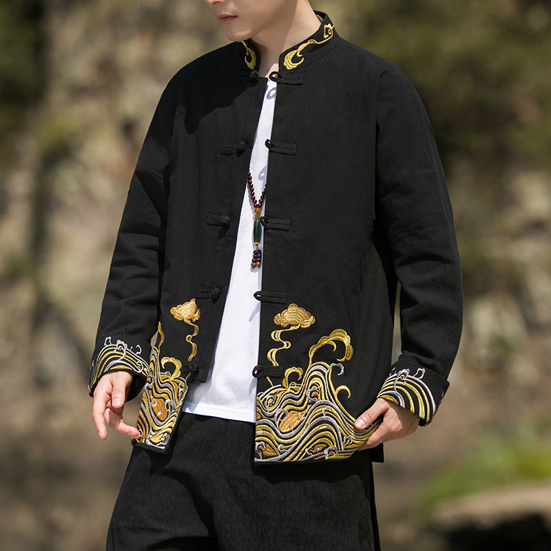 2024秋冬风男装复古中式盘扣唐装汉服夹克外套C229/Y63/P80，男装夹克，电商C229-1