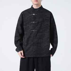 2024春夏新款风男装冰丝唐装中式汉服长袖衬衫C229-Y997-P80图片