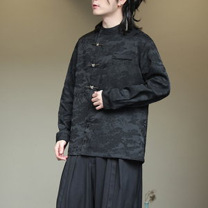 2024春夏风男装冰丝复古中式唐装汉服长袖衬衫C229-Y997-P80图片