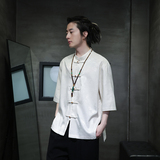 2024夏季风男装冰丝唐装汉服短袖五分袖衬衫C229-Y1031-P70，男装衬衫，电商C229-1