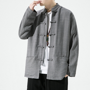 2024春夏风男装棉麻亚麻唐装汉服盘扣中式外套C229/Y731/P90图片