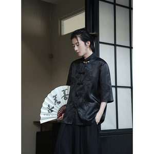 2024夏季风男装冰丝唐装汉服短袖大码衬衫衬衣C229-Y1015-P68图片