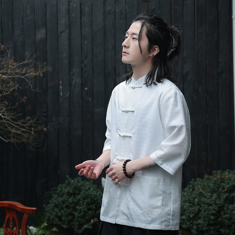 2024春夏新款风男装盘扣复古中式唐装汉服衬衫C229-Y906-P65,男装衬衫,电商C229-1