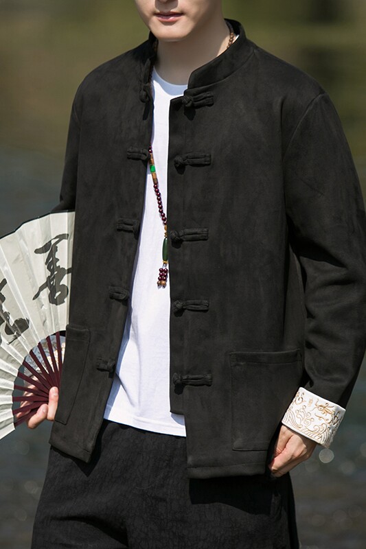 2023冬风男装鹿皮绒复古中式唐装汉服夹克外套C229/Y506/P100,男装夹克,电商C229-1