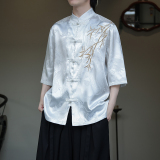 2024夏季风男装绣花中式唐装汉服短袖衬衫衬衣C229-Y1016-P65，男装衬衫，电商C229-1