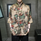 2023风男装印花唐装汉服复古盘扣短袖衬衫衬衣C229/Y943/P68，男装衬衫，电商C229-1