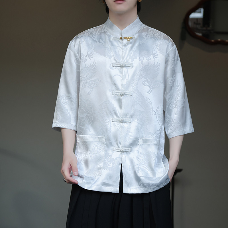 2024夏季风男装盘扣中式唐装汉服短袖衬衫衬衣C229-Y1015-P68,男装衬衫,电商C229-1