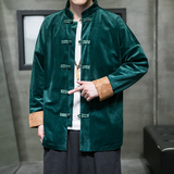 风男装丽丝绒撞色盘扣中式唐装汉服夹克外套C229/Y910/P85，男装夹克，电商C229-1