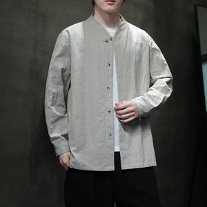 2024春夏风男装棉麻亚麻唐装汉服长袖衬衫衬衣C229-Y1007-P70图片