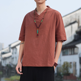 2024夏季风男装棉麻亚麻唐装汉服短袖T恤宽松C229/T161/P45，男装T恤，电商C229-1