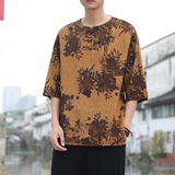 2024春夏风男装条纹盘扣中式唐装汉服短袖T恤C229/T173/P50，男装T恤，电商C229-1