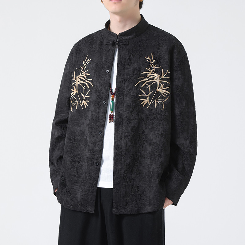 2024春夏风男装刺绣中式唐装汉服长袖衬衫衬衣C229-Y1011-P80图片