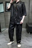 2024夏款风男装冰丝唐装汉服套装两件套大码C229/TZ345/P90，男装休闲套装，电商C229-1