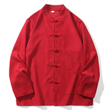 2024秋冬风男装针织唐装汉服长袖衬衫衬衣内搭C229/Y803/P85，男装衬衫，电商C229-1